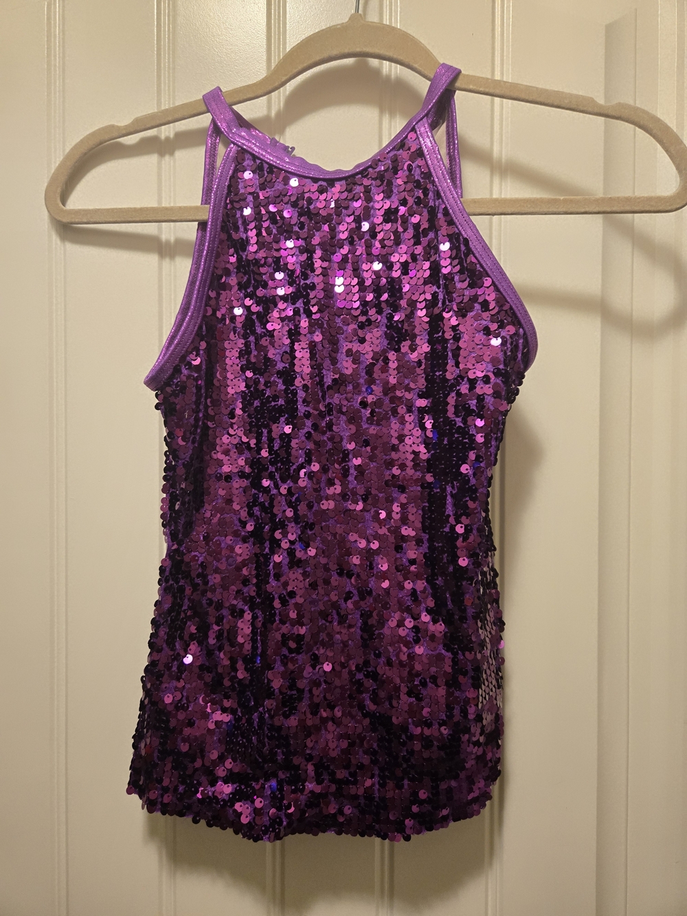 balera Purple Sequin Halter-Style Dance Top